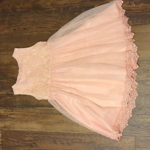 peach lace dress